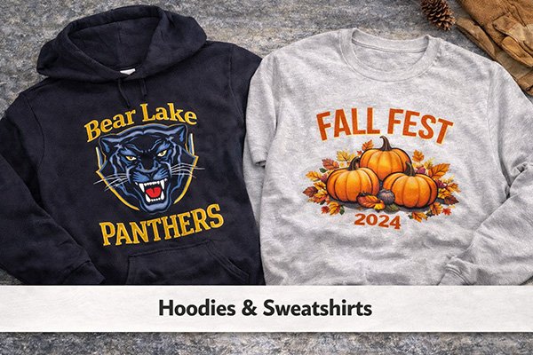 Custom DTF printed hoodies and sweatshirts