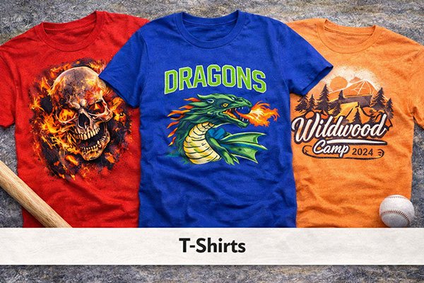 Custom DTF printed t-shirts