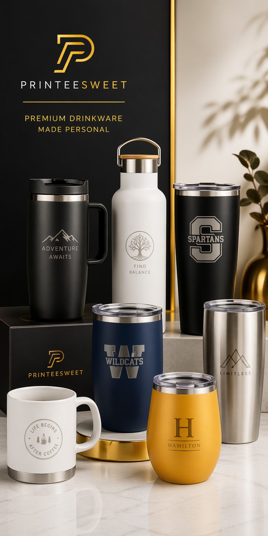 Custom Polar Camel tumblers mugs and water bottles by Printeesweet