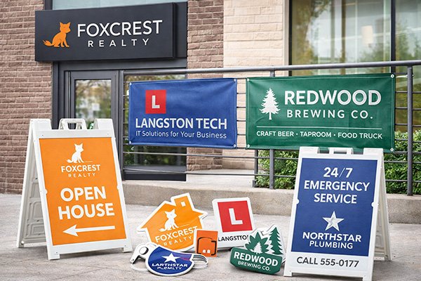 Signs banners and stickers