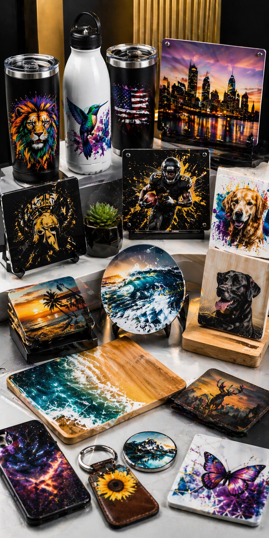 UV printed promotional products, signs, gifts, and personalized hard goods by Printeesweet