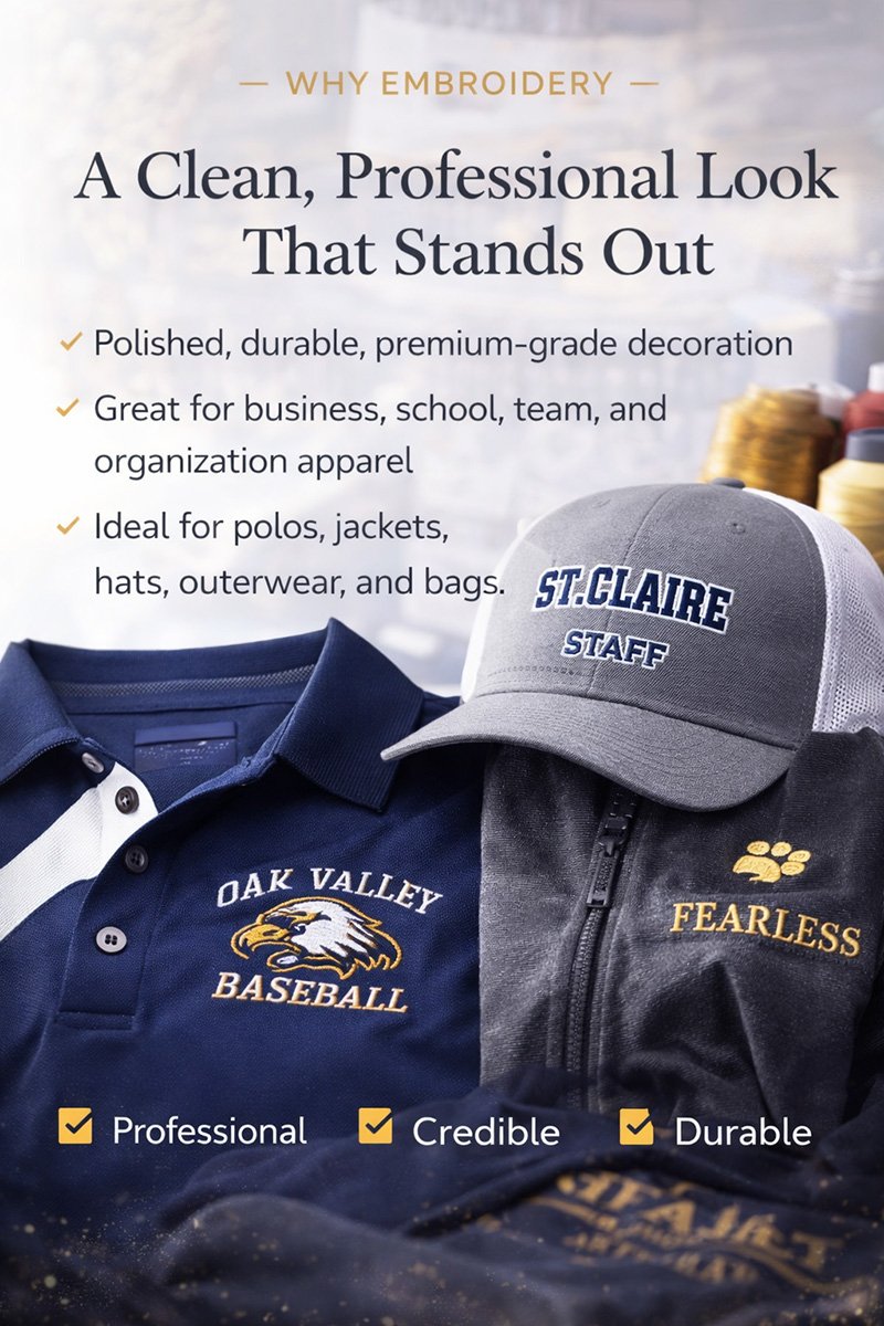 Why choose embroidery for custom apparel and branded clothing